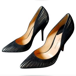 Paul Andrew Columbus Suede Stiletto Heel Black Silver Pump ~ Size 36 / US 6 EUC